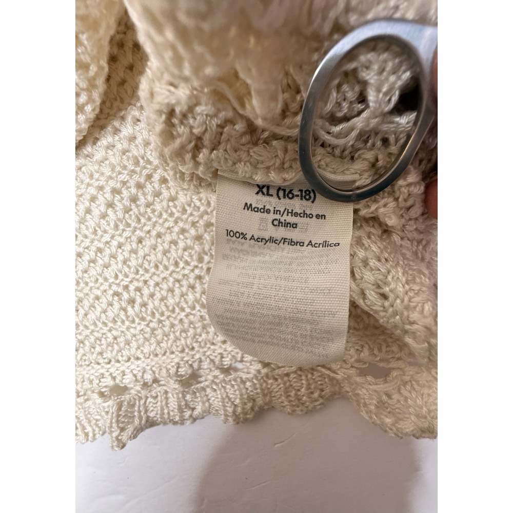 No Boundaries Sweater Tank Top Cropped‎ Women Size XL Cream Boho Indie Peasant - Picture 5 of 9
